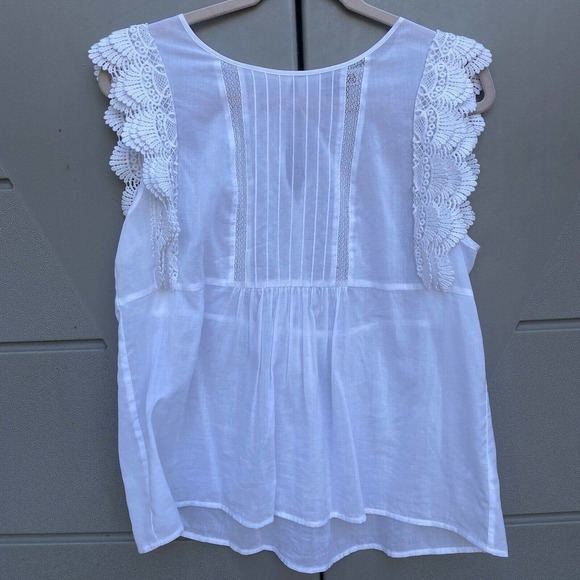 Chelsea 28 Women’s white Ruffled A-Line Embroidery Blouse Sz S - Picture 3 of 8